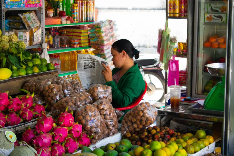 Kệ rau củ quả tươi mỗi ngày